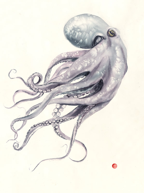 octopus, octopus art, watercolour, watercolor