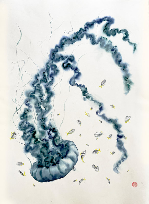 jellyfish, fish, mado, watercolour, krsmith_artist, watercolor, artwork