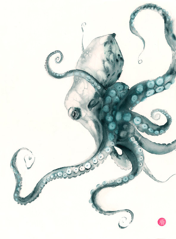 Octopus, octopus art, watercolour, watercolor